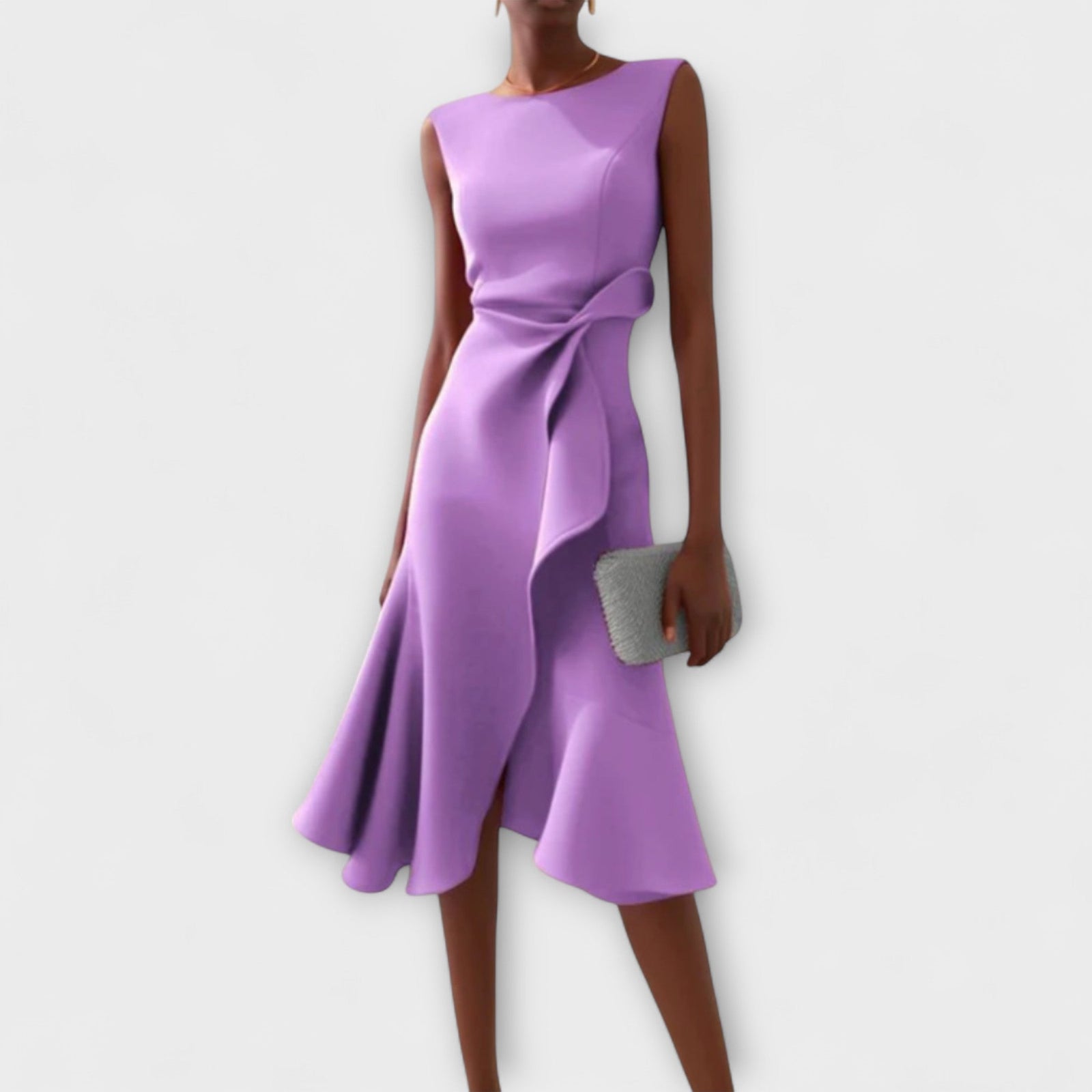 Robe Midi Femme Chic Asymétrique Sans Manches 5