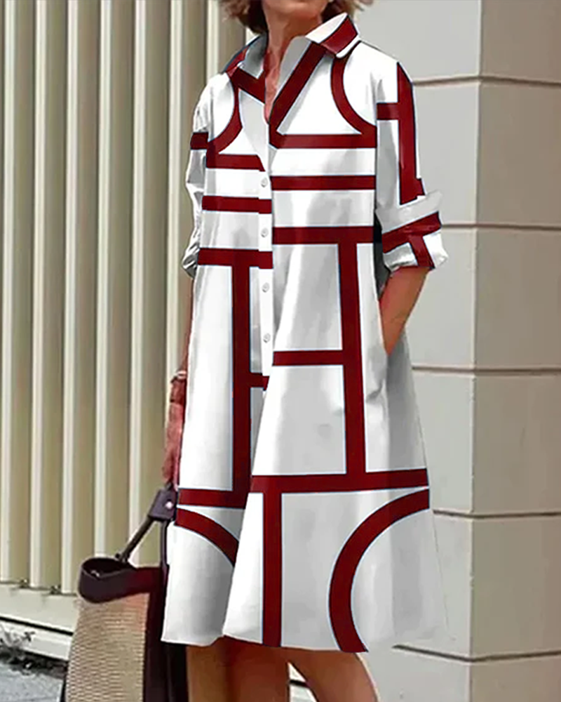 Robe Midi Femme Imprimé Géométrique 5