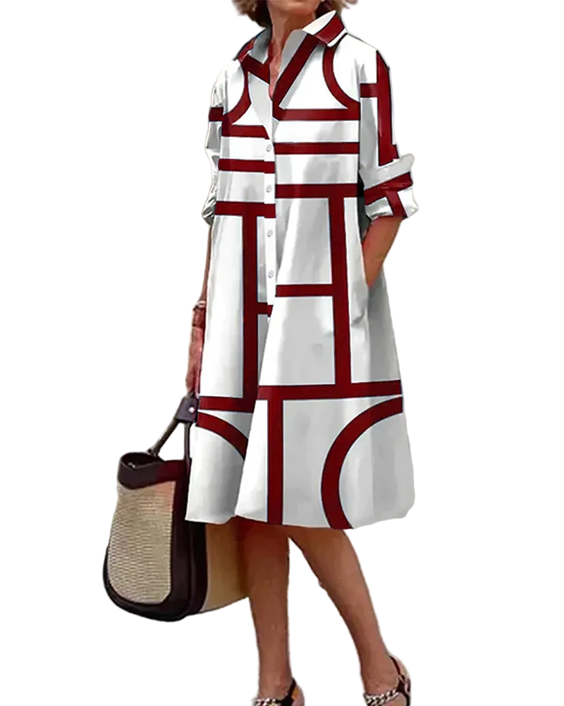 Robe Midi Femme Imprimé Géométrique 9