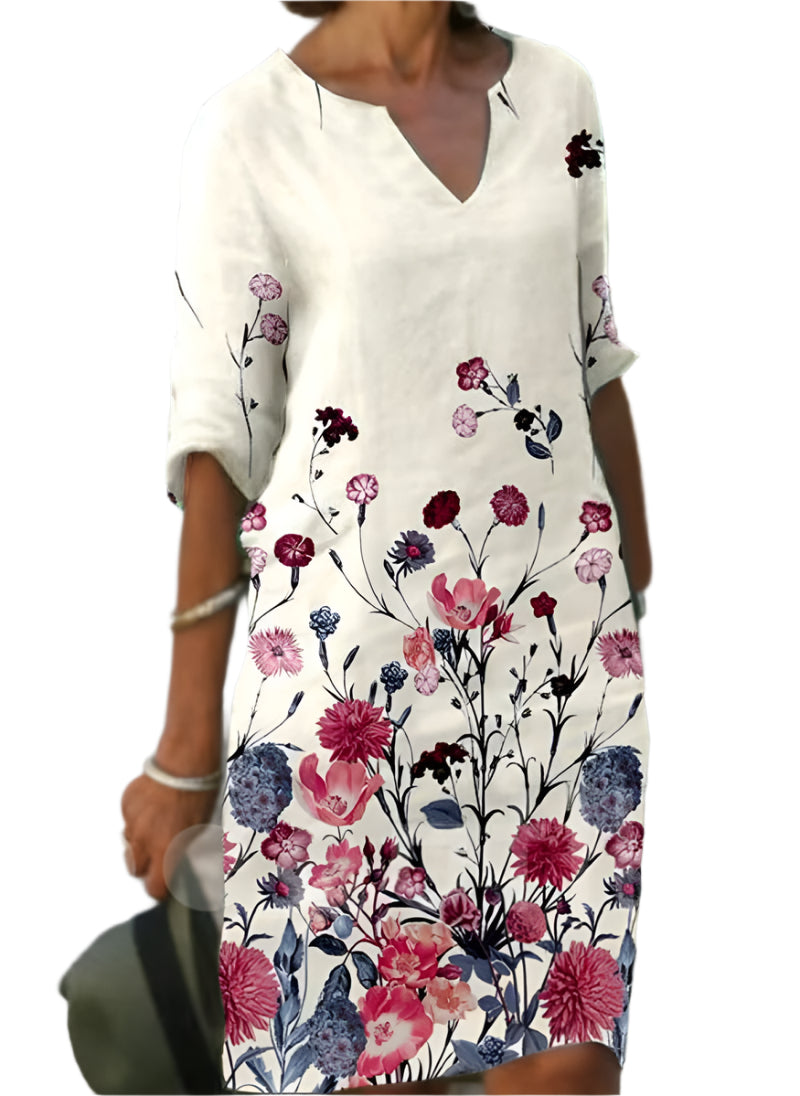 Robe Midi Fleurie pour Femmes Chic 0