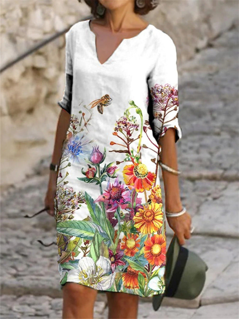 Robe Midi Fleurie pour Femmes Chic 4