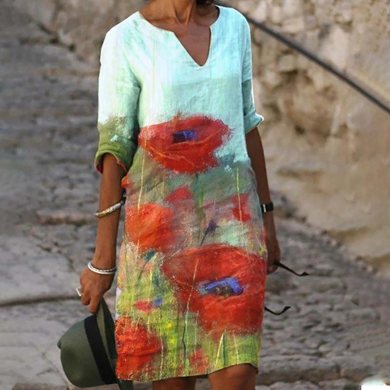 Robe Midi Fleurie pour Femmes Chic 5