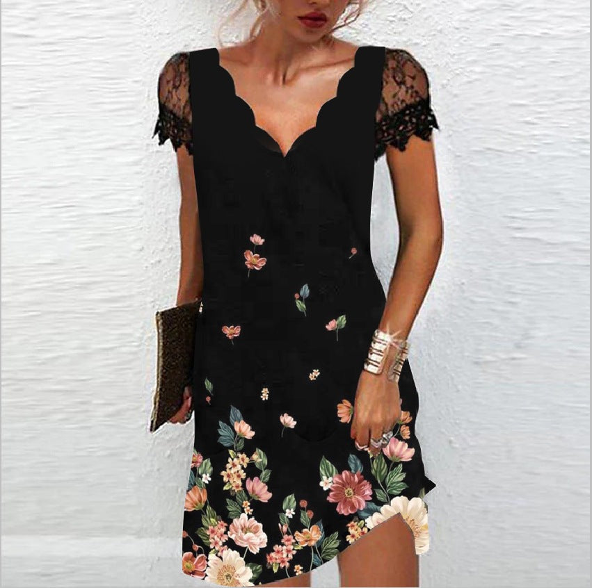 Robe Midi Moderne Femme V-Ausschnitt Tissu Léger 2