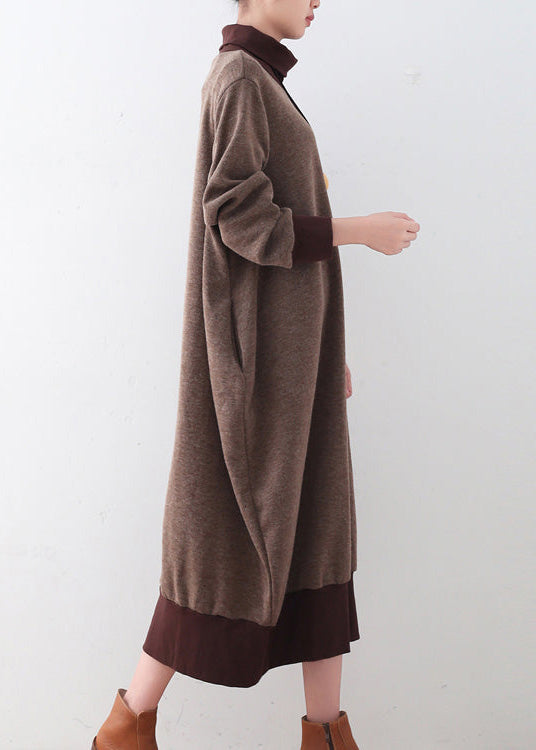 Robe Pull Ample Hiver à Col Haut 2