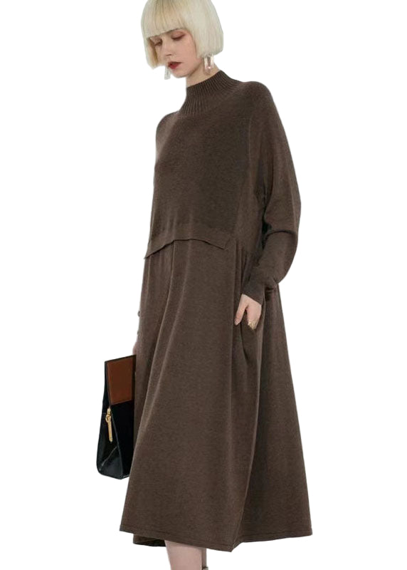 Robe Pull Bohème à Col Roulé 0