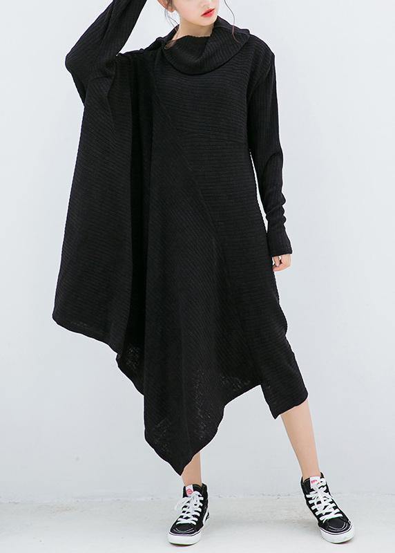 Robe Pull Femme Asymétrique à Col Haut 0