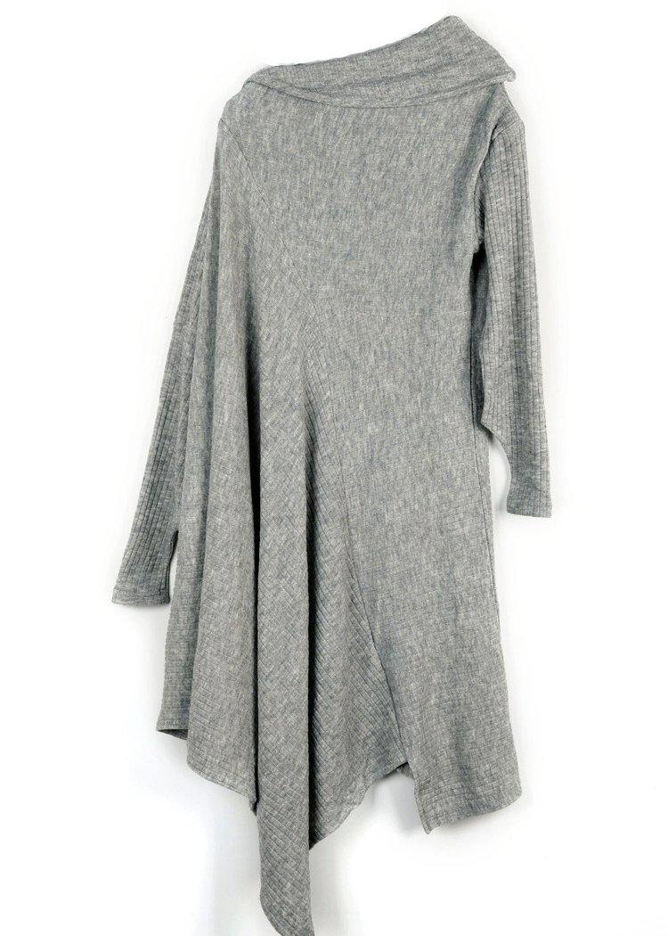 Robe Pull Femme Asymétrique à Col Haut 3