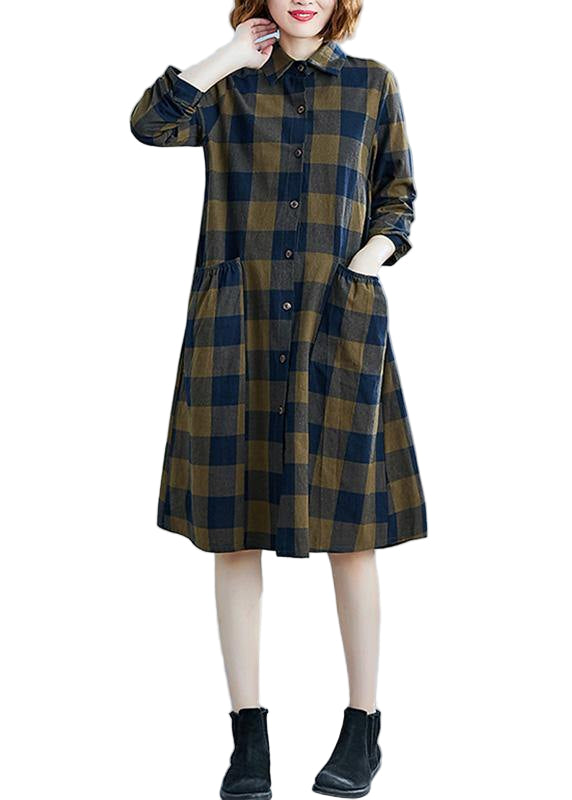 Robe à Carreaux pour Femmes avec Poches 0