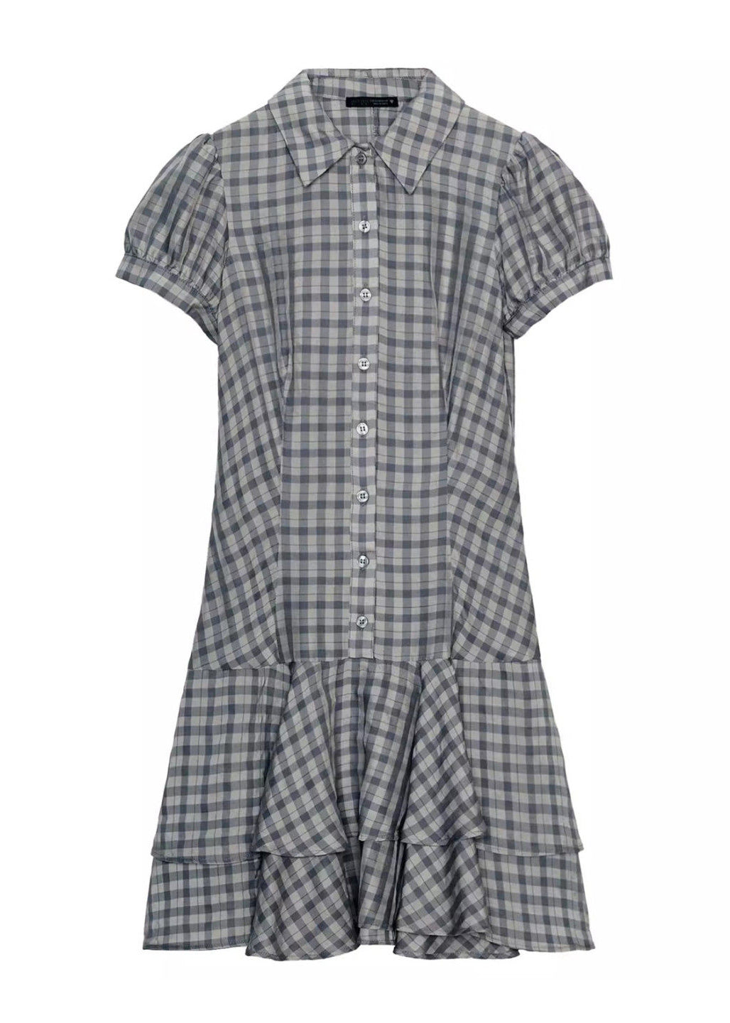 Robe courte à carreaux avec col Peter Pan pour femme 3