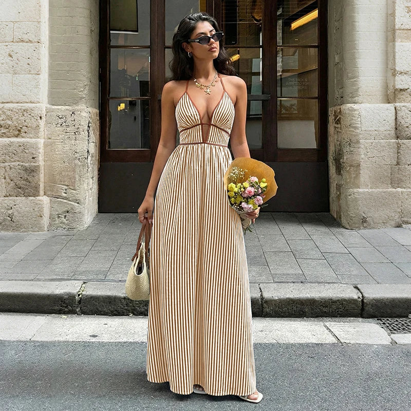 Robe de Plage Longue à Rayures pour Femme 7