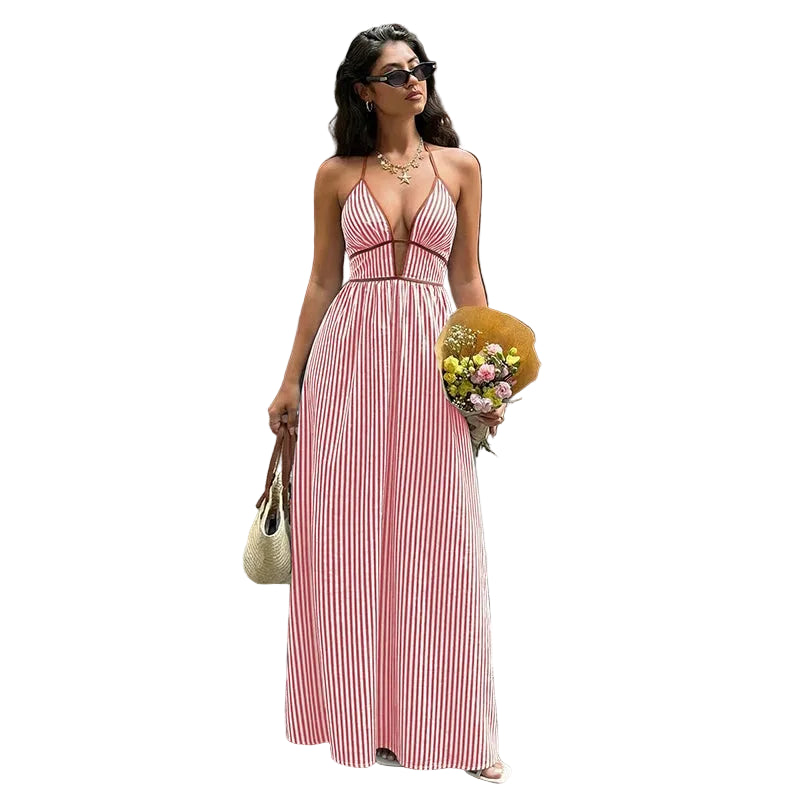 Robe de Plage Longue à Rayures pour Femme 9