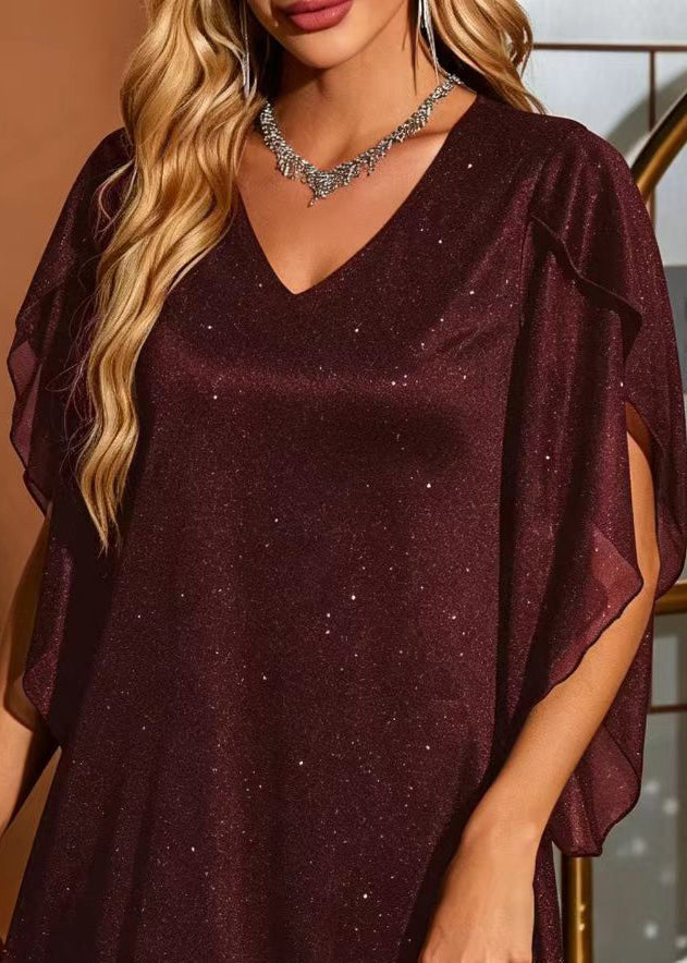 Robe de jour femme à col en V et paillettes 3