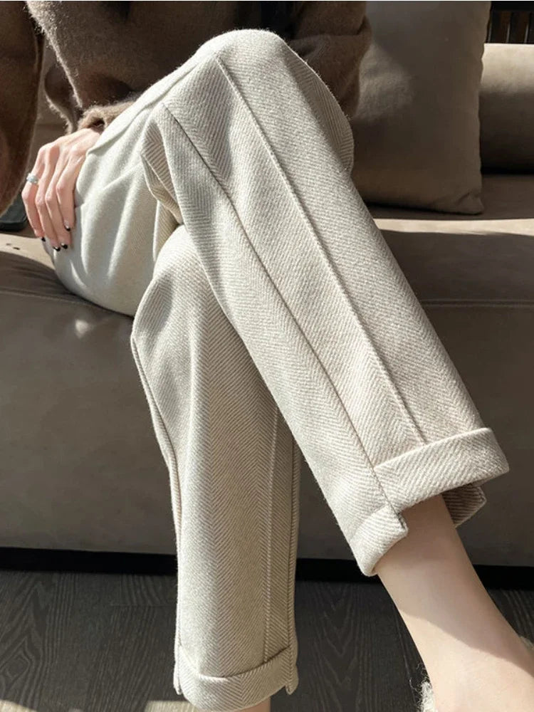 Pantalon Fluide Femme Élégant Polyvalent en Polyester 4