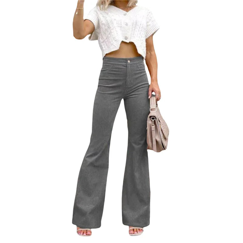 Pantalon évasé en velours côtelé pour femmes