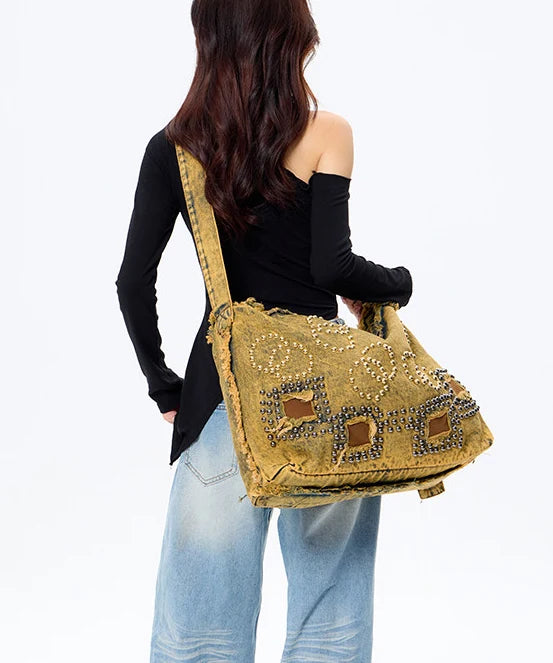 Sac bandoulière femme en denim style original grande capacité 4
