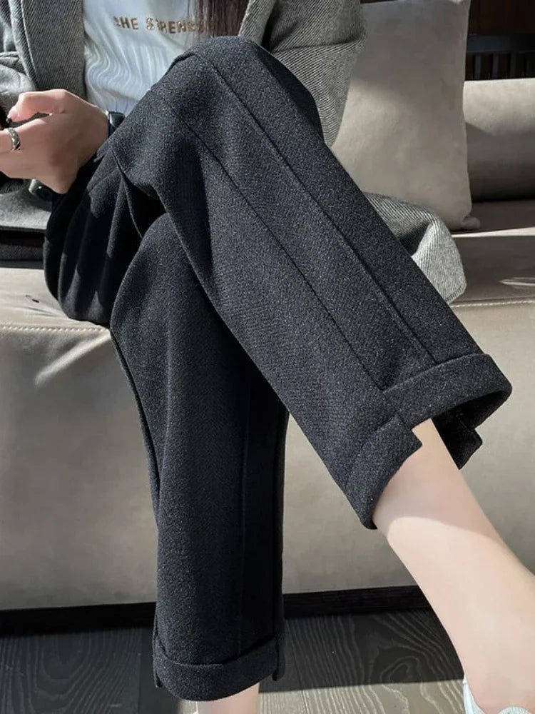 Pantalon Fluide Femme Élégant Polyvalent en Polyester 1