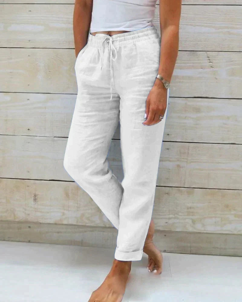 Variant image for Pantalon Fluide Femme Léger en Lin Ample-22