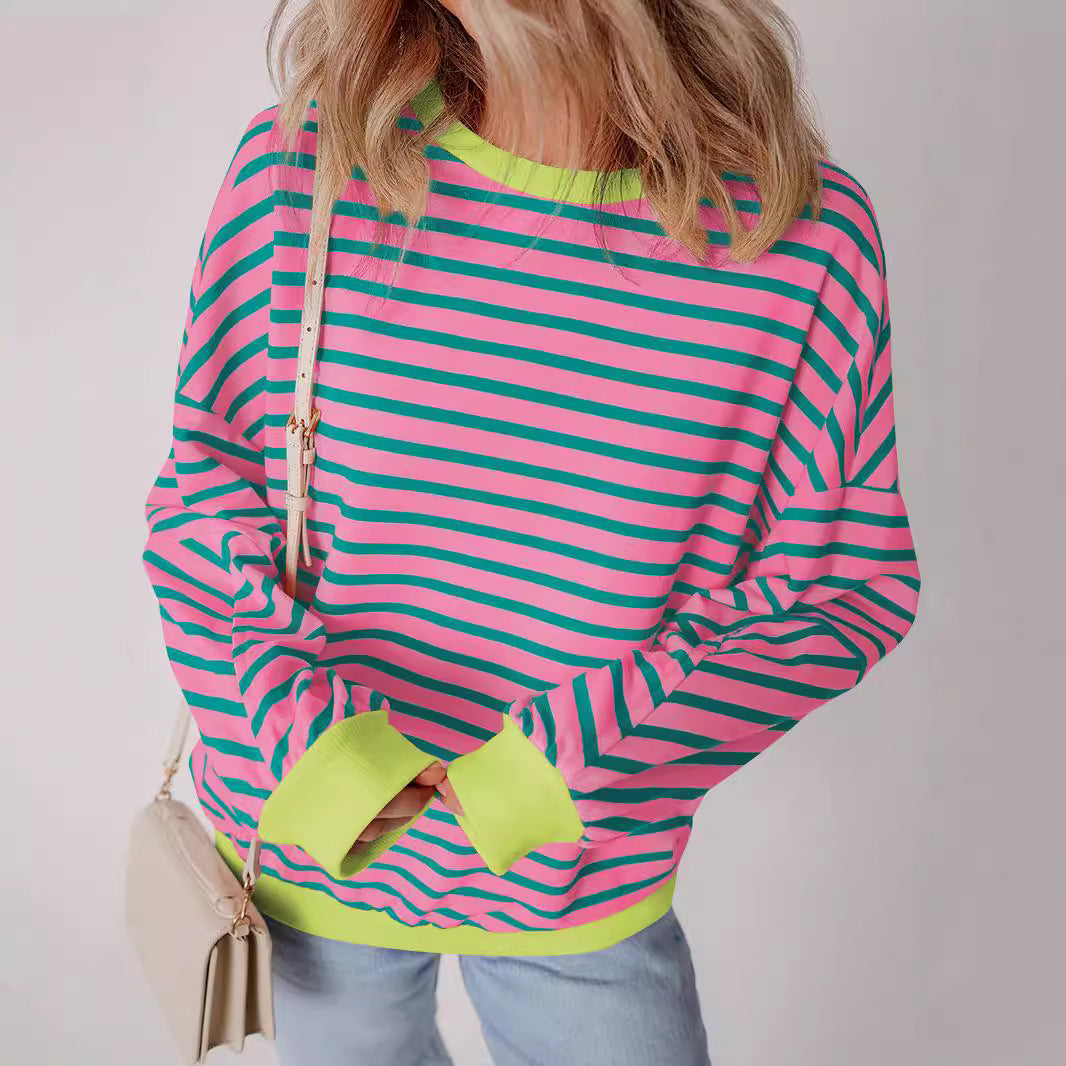 Sweat-shirt Femme Boxy à Rayures 3