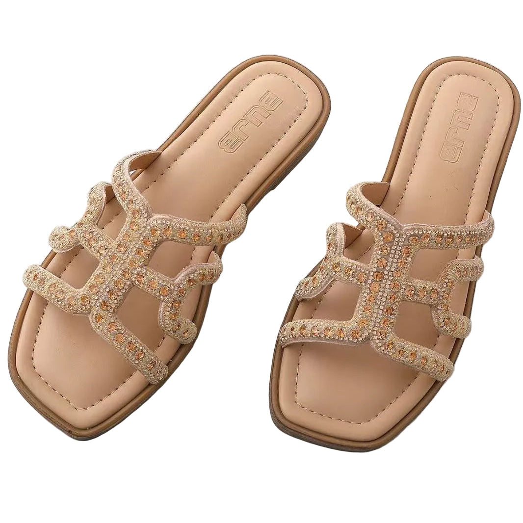 Tongs Femme Confortables avec Strass 2