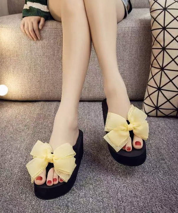 Tongs à plateforme avec nœud pour femmes 0