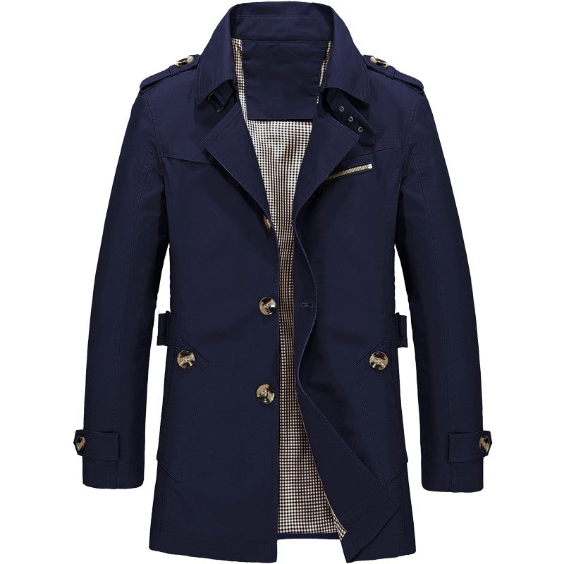 Trench Coat Homme Double Boutonnage Tissu Structuré 3