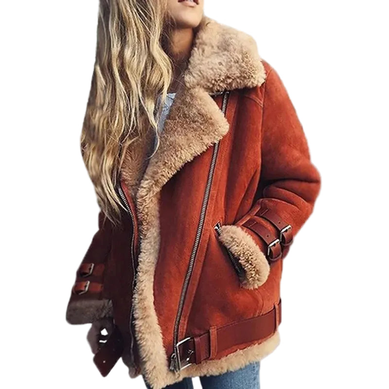 Veste Femme Chic à Boucles avec Ceinture et Poches Profondes 0