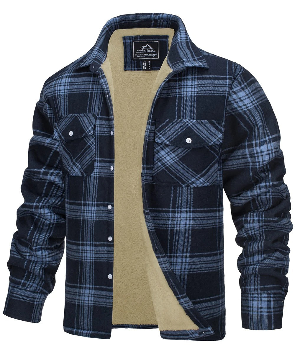 Veste en flanelle à carreaux pour homme, style coton 0