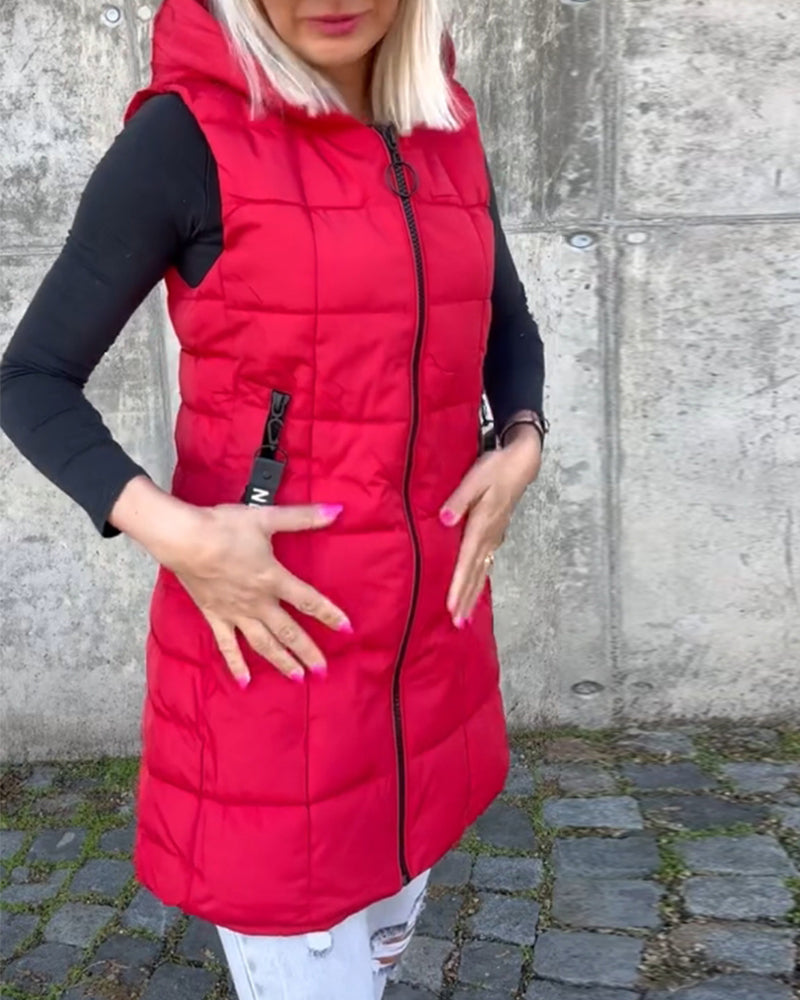 Veste sans manches pour femmes en duvet avec capuche 7
