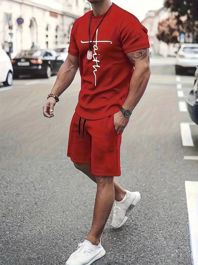 Variant image for Ensemble d'Été Homme T-shirt à Manches Courtes et Short en Coton-25