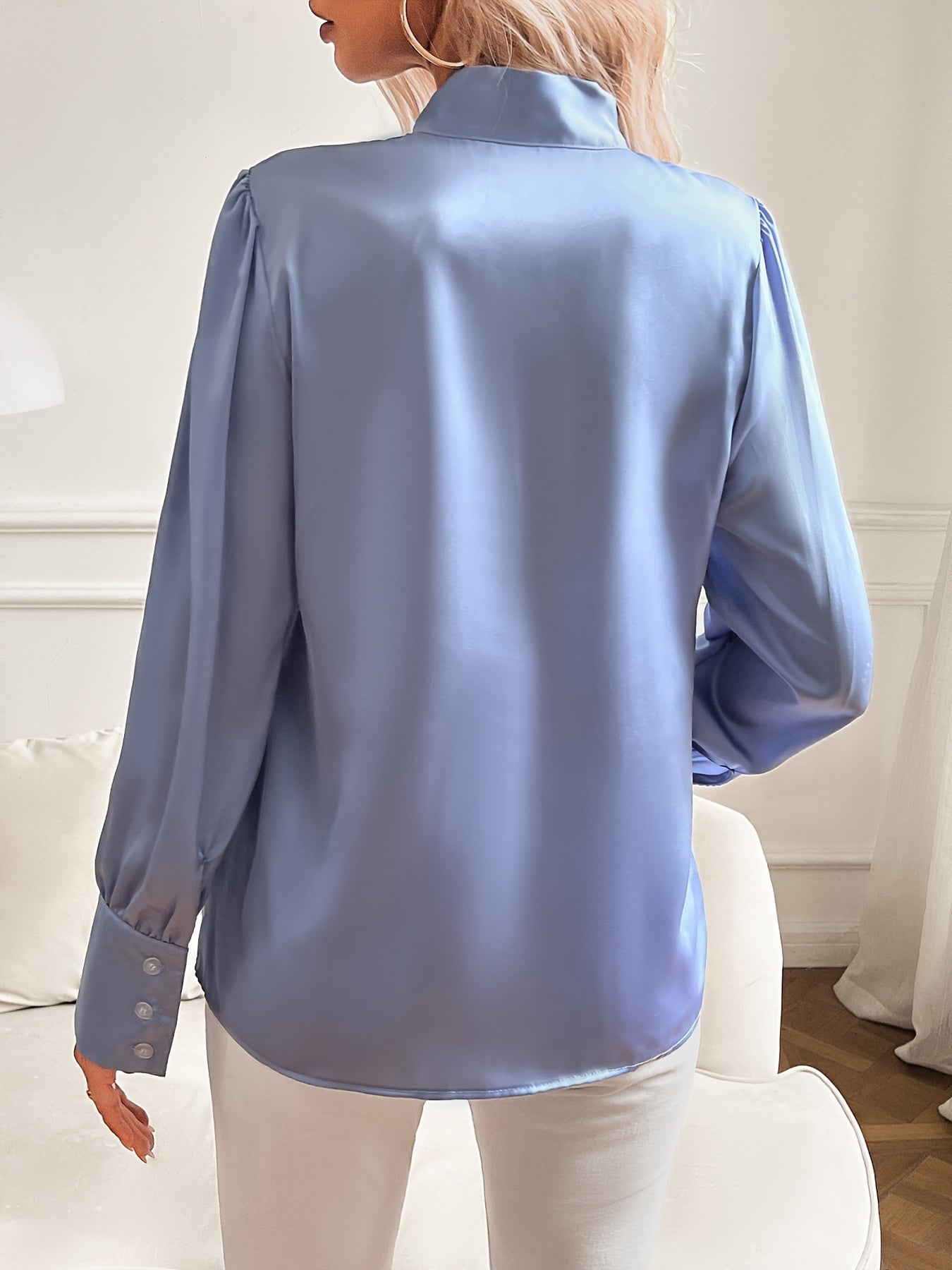 Blouse Femme Noire Chic Détail Nœud Silkelook Tissu Léger-5