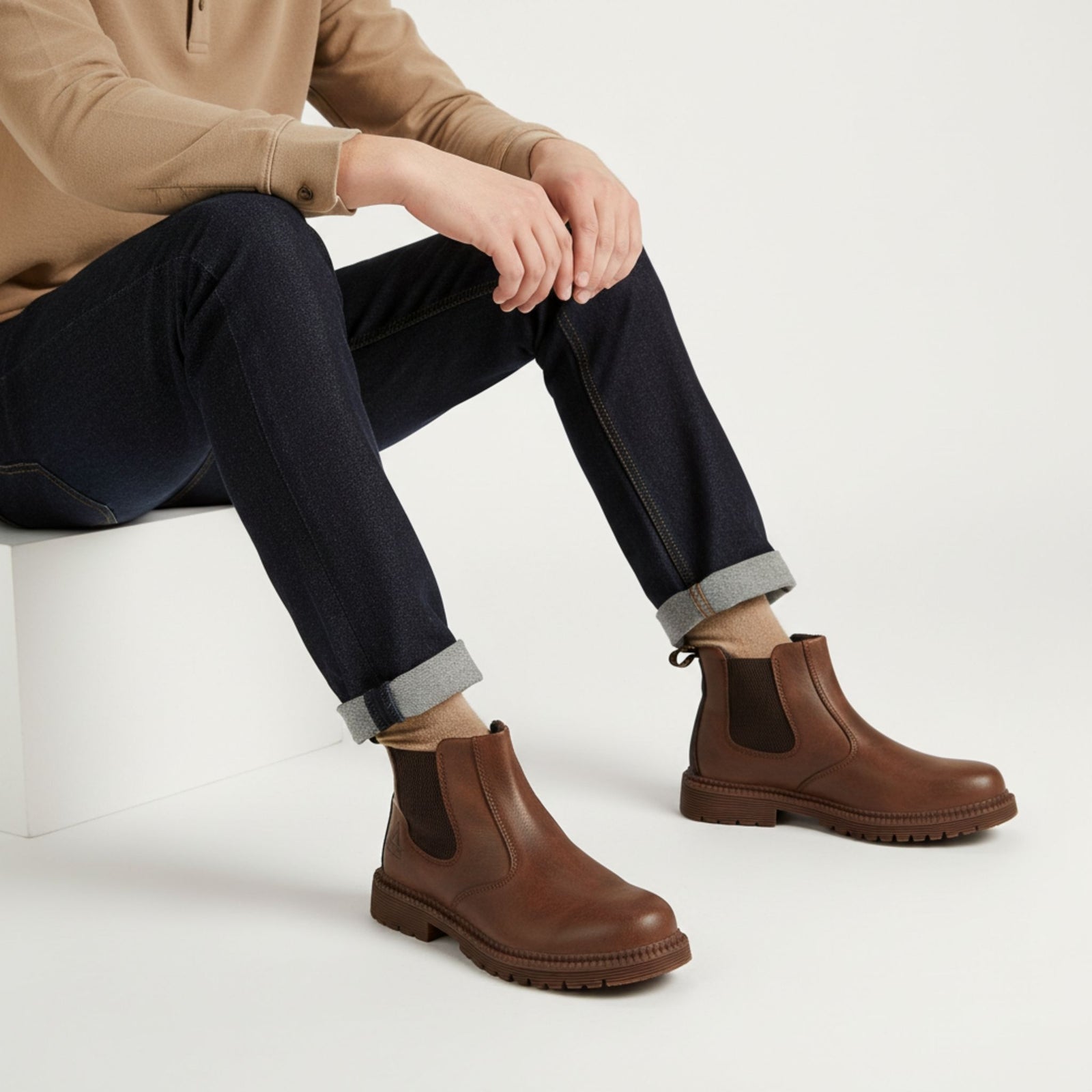 Chaussures de travail en cuir de sécurité imperméables pour hommes