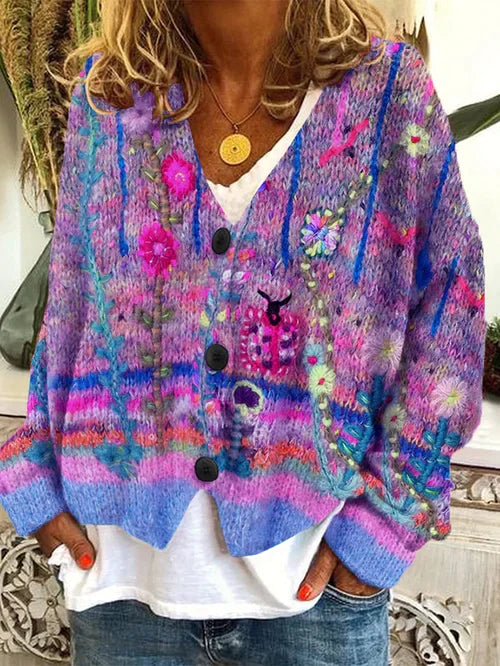 Variant image for Cardigan Femme Rétro en Flanelle Douce-23