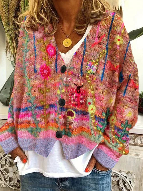 Variant image for Cardigan Femme Rétro en Flanelle Douce-15