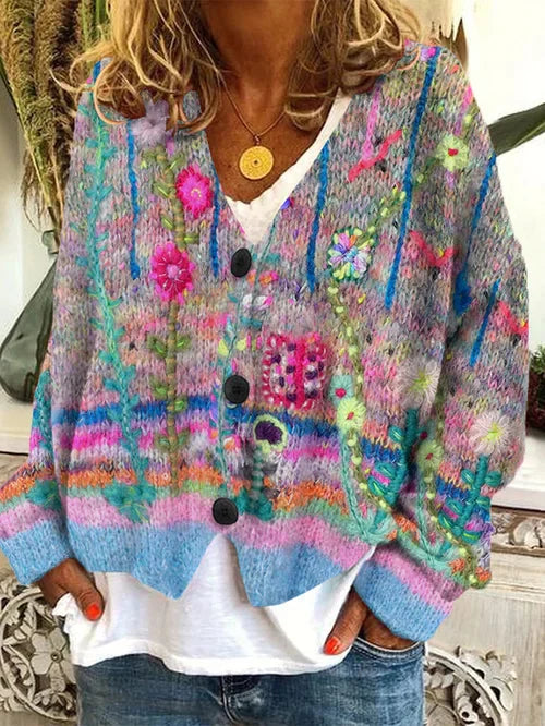 Variant image for Cardigan Femme Rétro Flanelle de Laine Douce-1