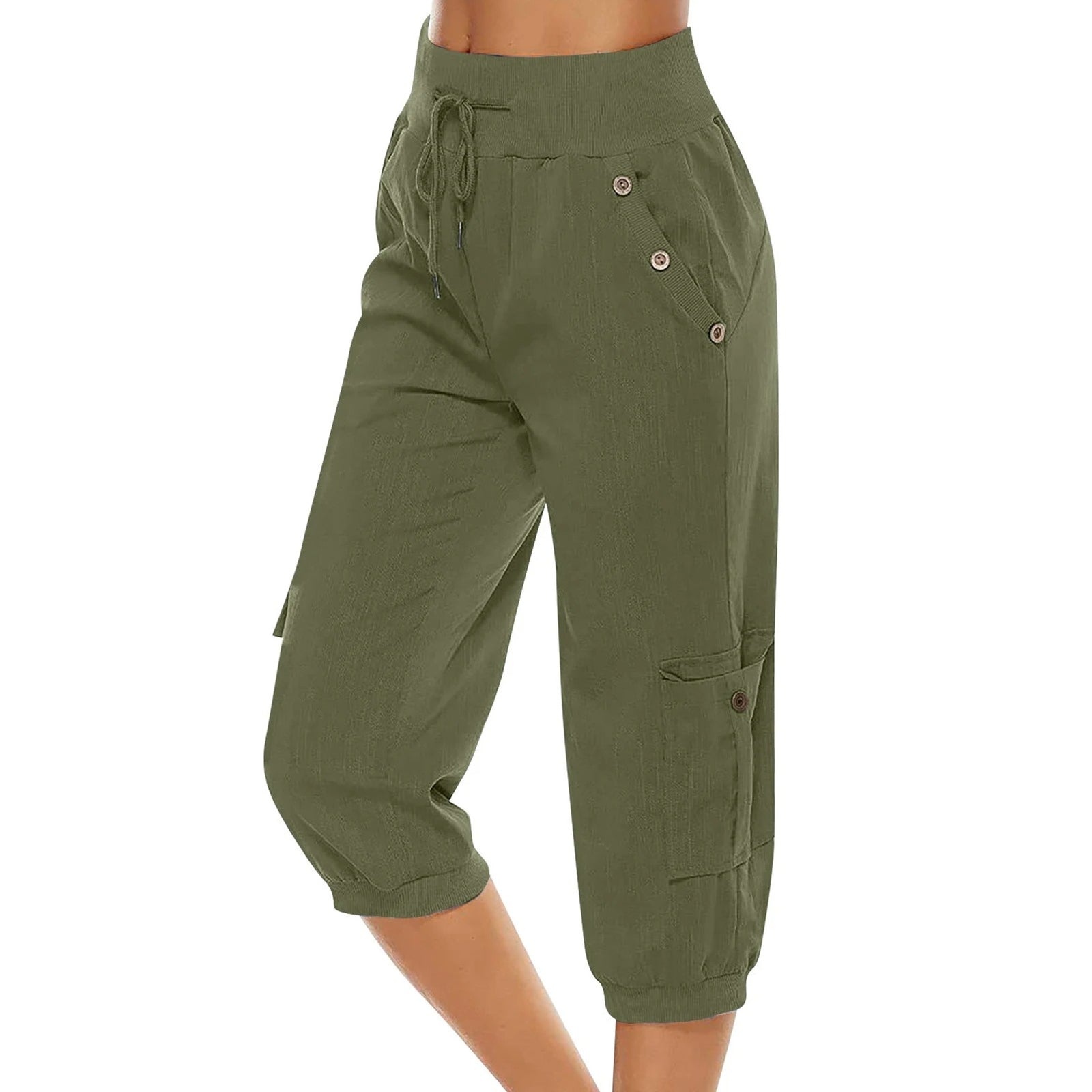 Pantalon court à taille élastique pour femmes