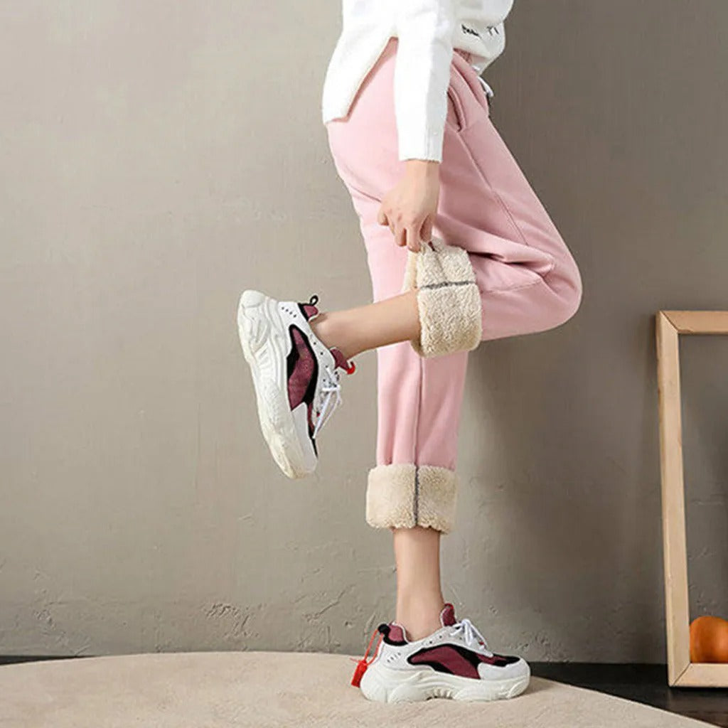 Pantalon épais doublé en polaire pour femmes