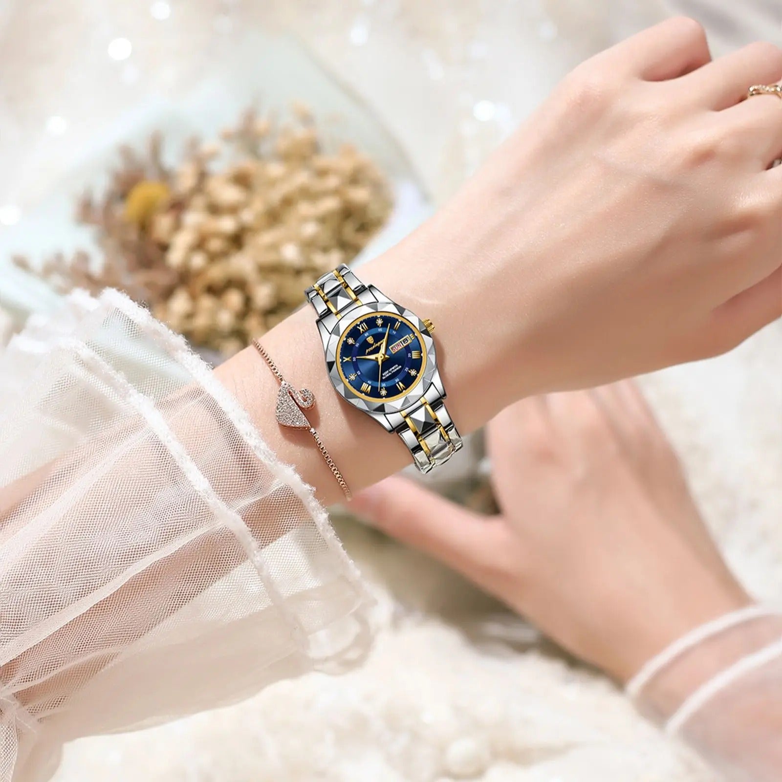 Montre de luxe en acier inoxydable pour femmes