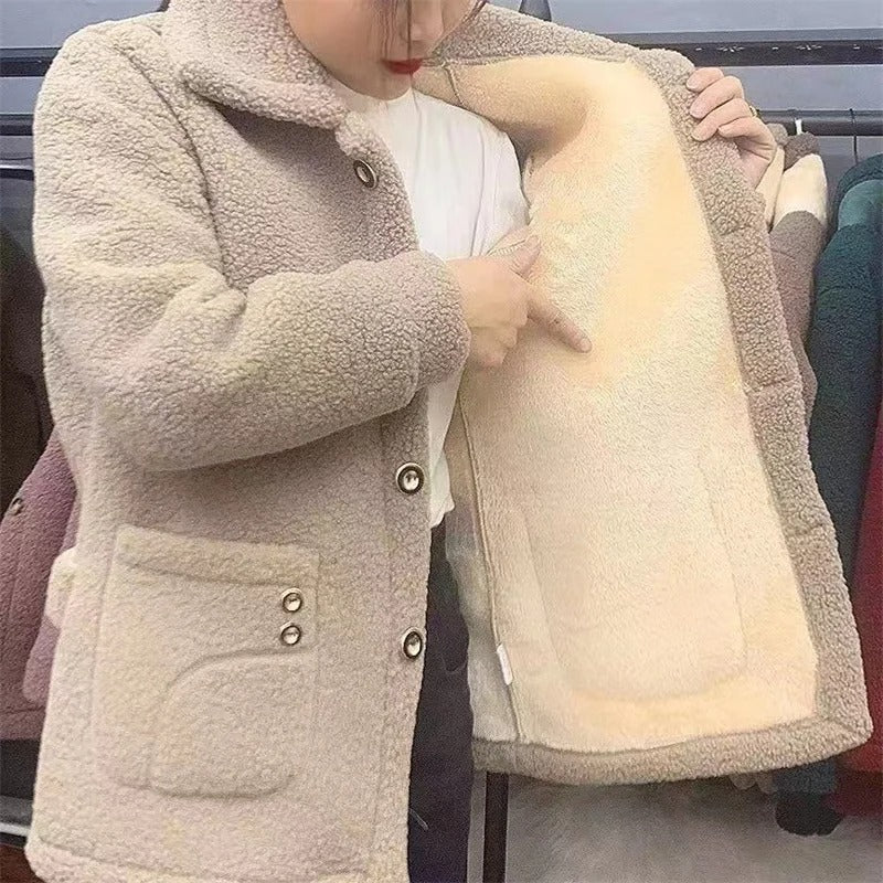 Manteau d'hiver en polaire épaisse pour femmes
