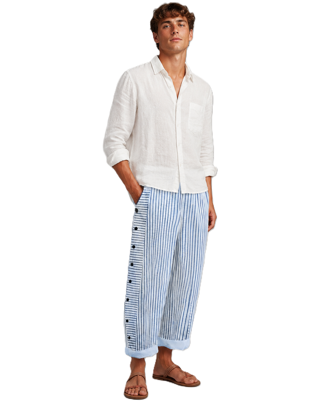 Pantalon Hommes Décontracté avec Poches Latérales