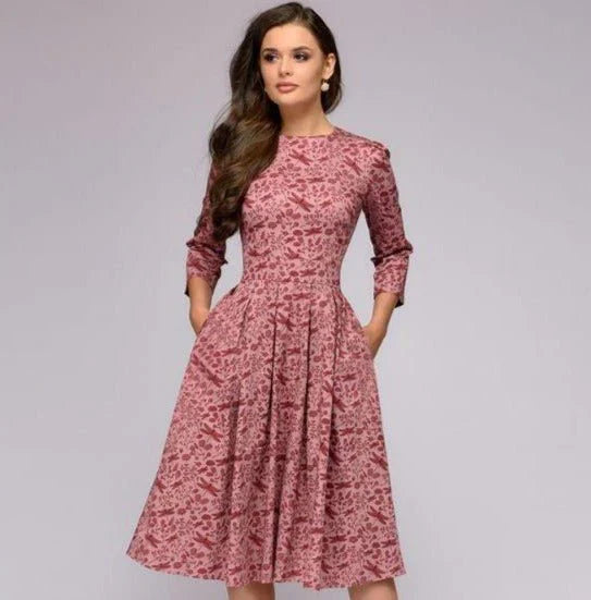 Variant image for Robe Femme Midi Élégante Rétro 100% Polyester-9