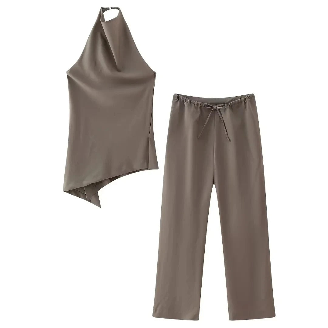 Ensemble débardeur et pantalon vintage pour femmes
