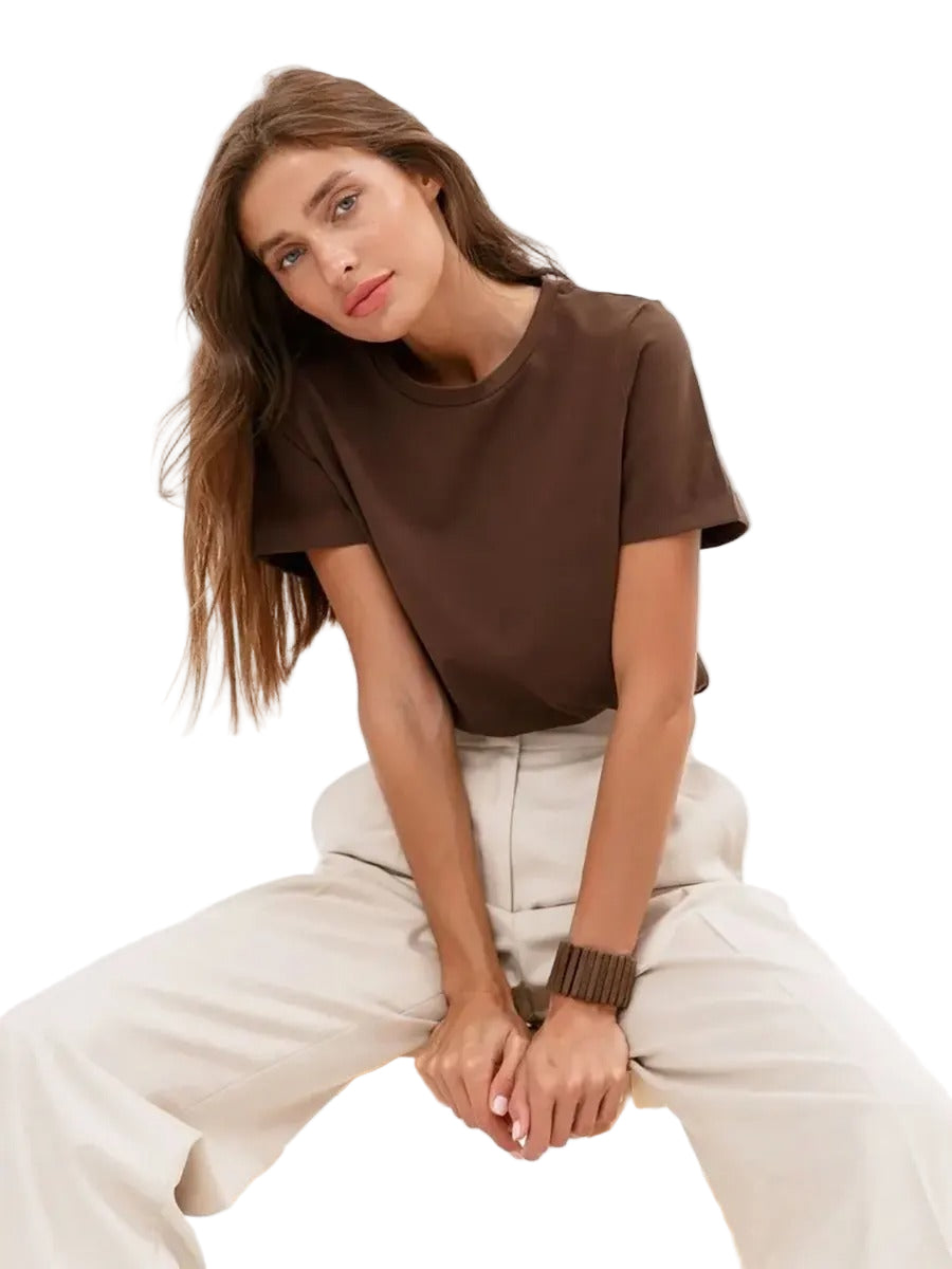 T-shirt basique en coton pour femmes