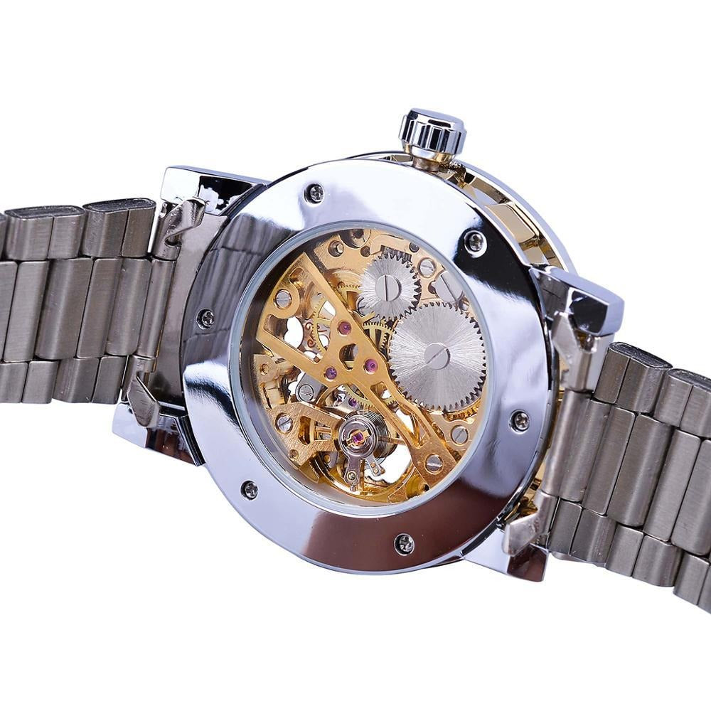 Montre mécanique rétro-squelette lumineuse
