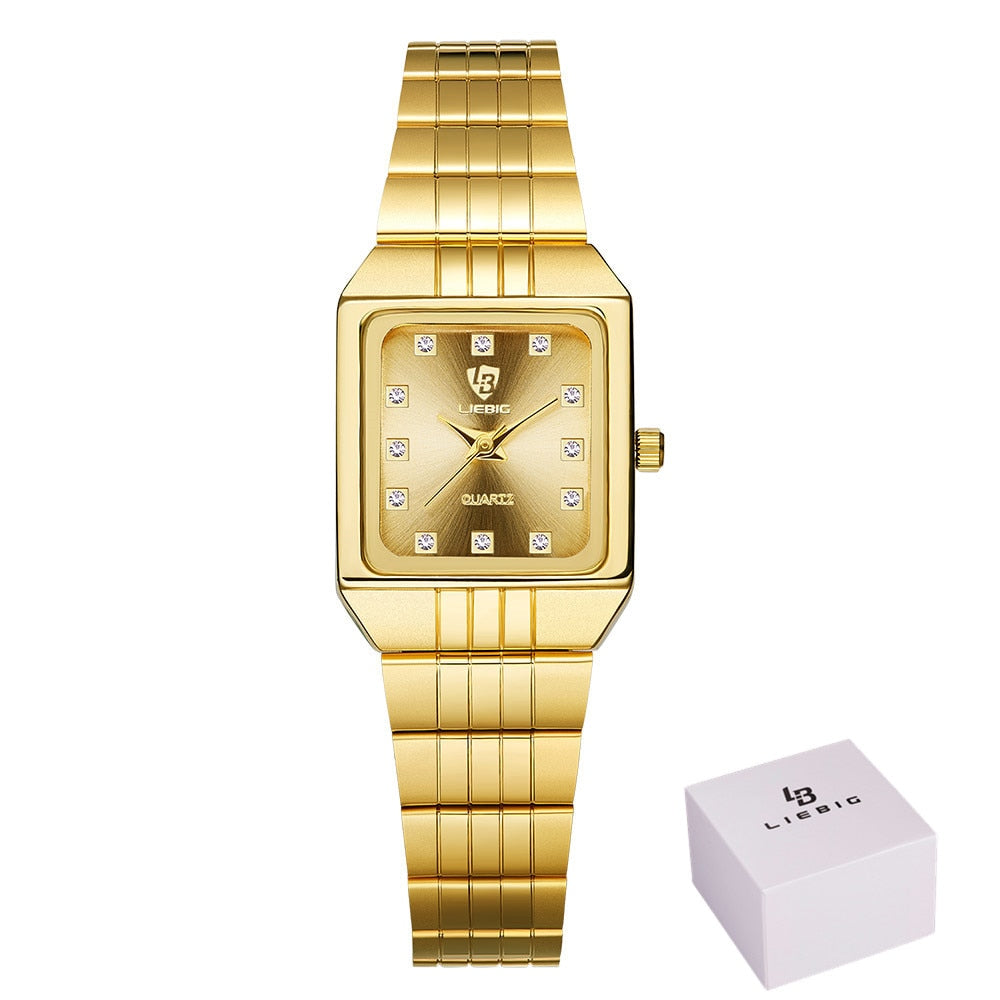Montre-bracelet carrée en or de luxe