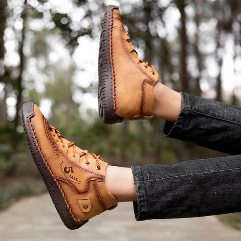 Bottines en cuir vintage cousues à la main