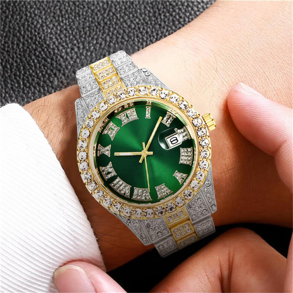 Montre à chiffres romains "Fully Iced Out