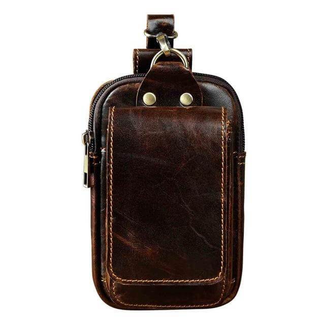 Sac de ceinture pour homme en cuir véritable
