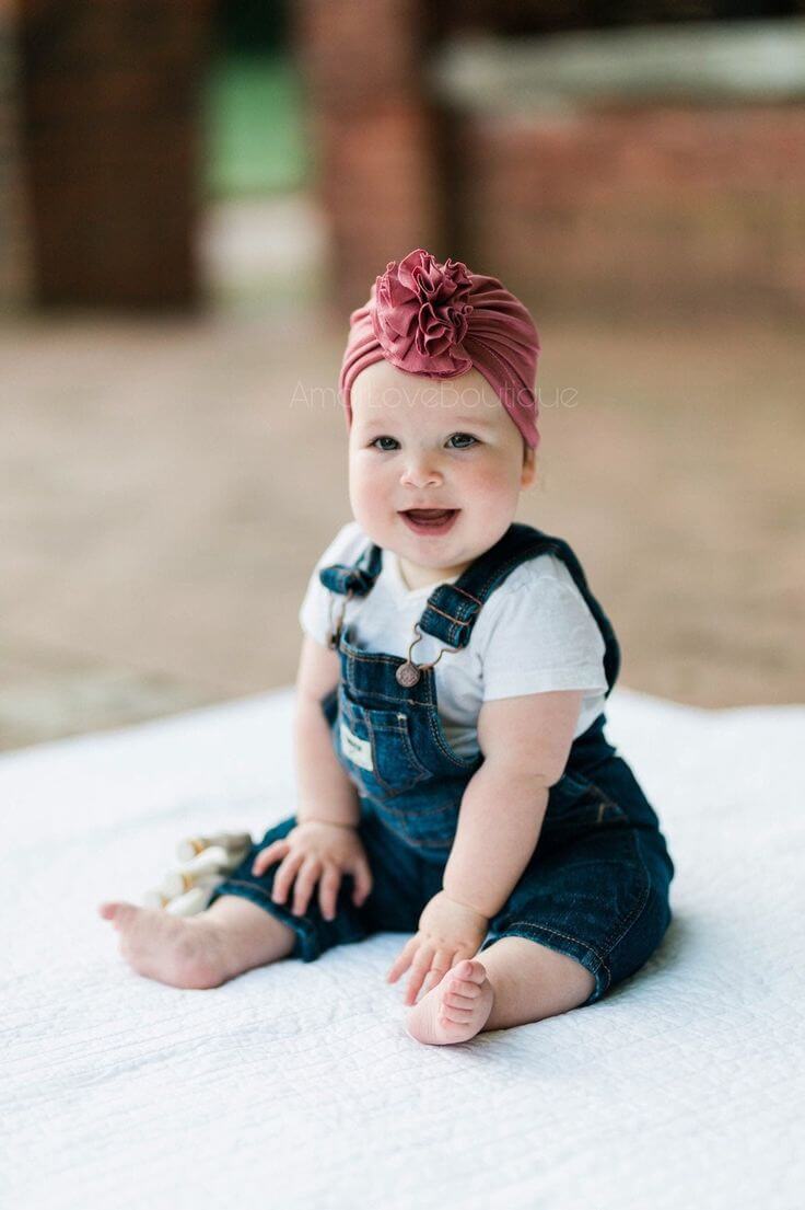 Chapeau turban à volants pour bébé