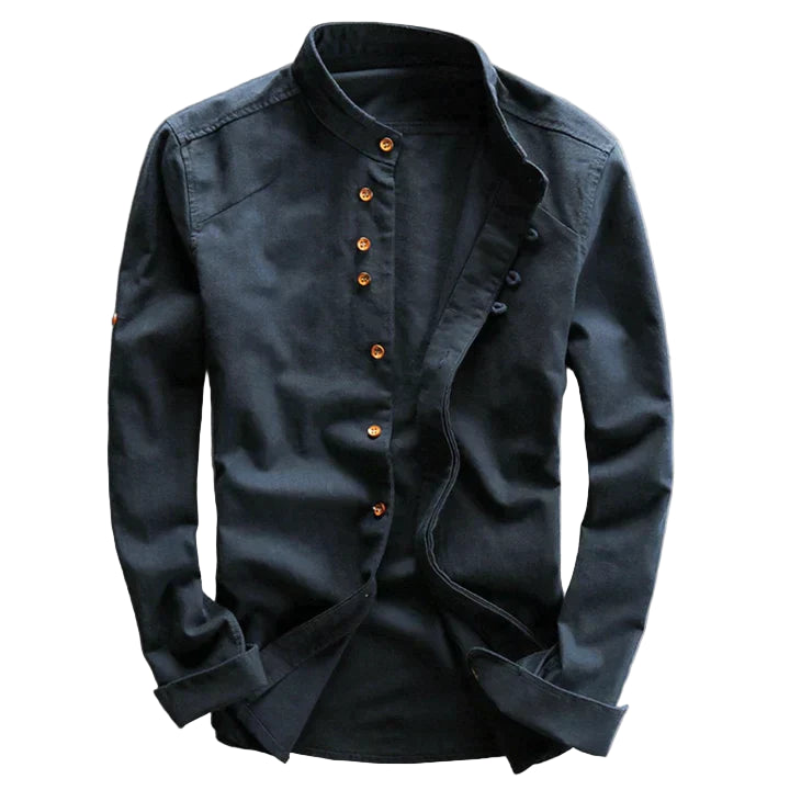 Variant image for Chemisier Homme Style Japonais Élégant Coton Respirant-1
