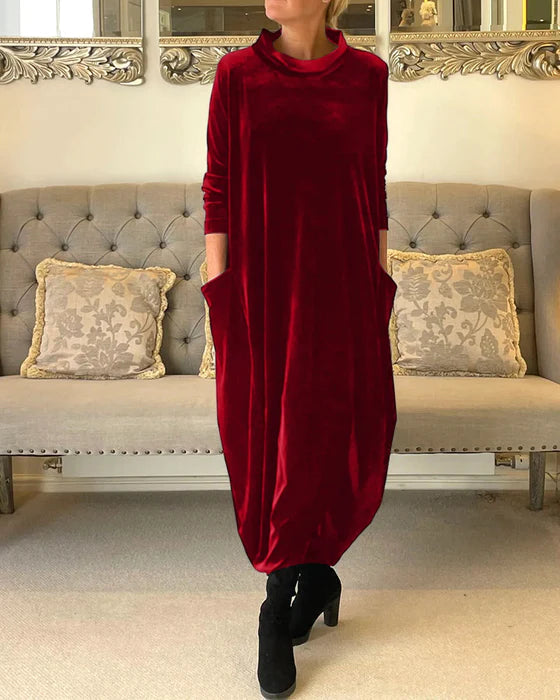 Robe d'Hiver Chic Femme en Tissu Chaud et Confortable-5